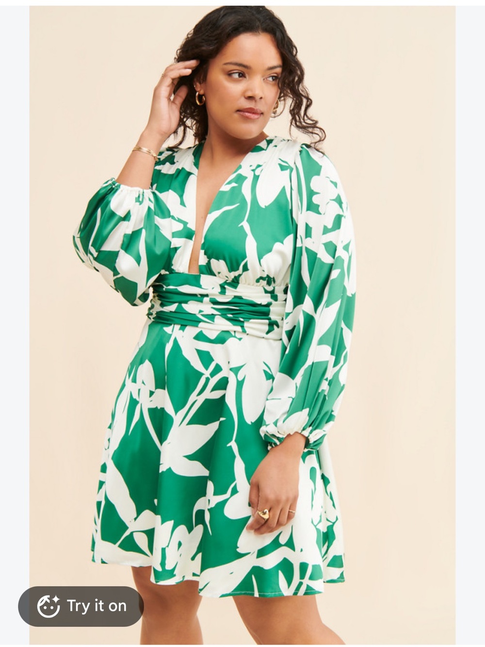 Hutch Anthropologie Stretch Satin Long-Sleeve Mini Dress